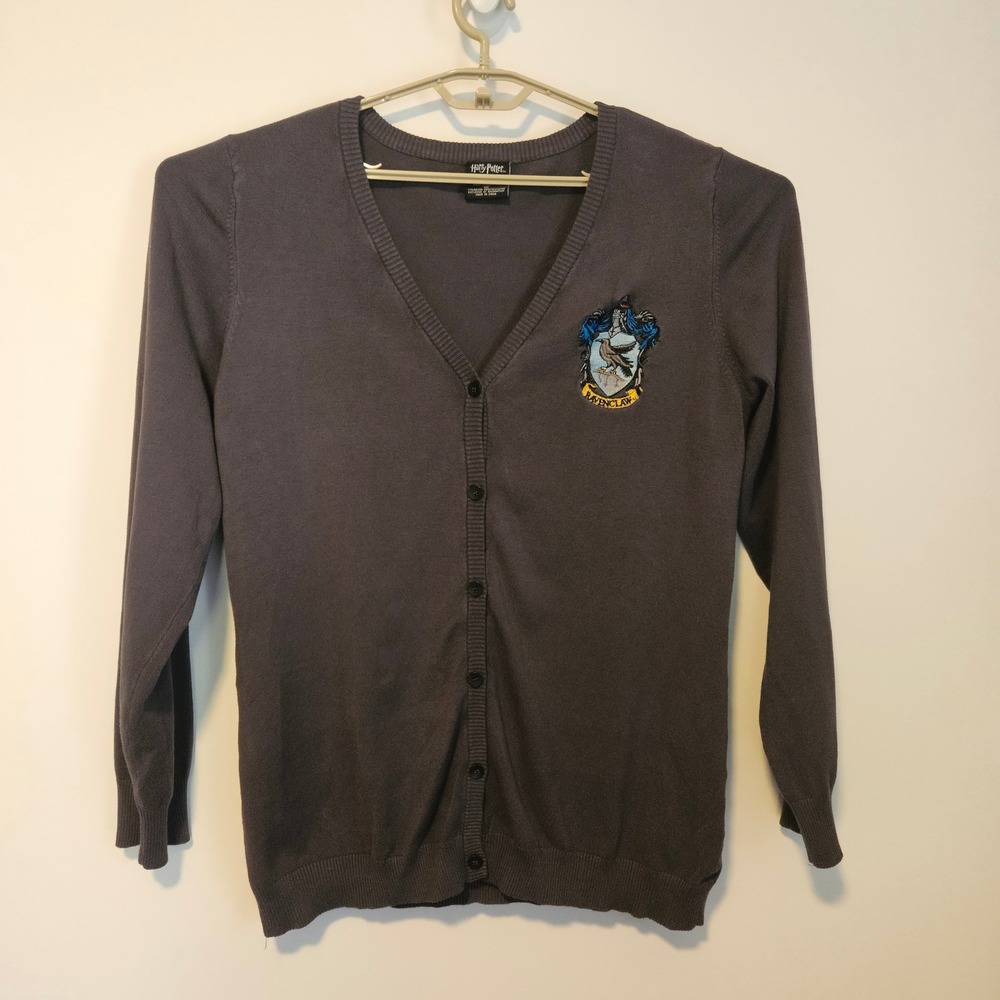 Harry Potter Ravenclaw Cardigan Sweater XL Gray V-Neck Button Front Cosplay